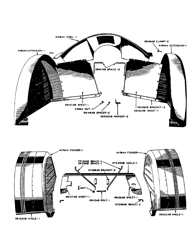 Схема запчастей Case IH DO-SERIES - (100) - REAR WHEEL FENDERS AND EXTENSIONS, FOR "DO" TRACTORS (06) - POWER TRAIN