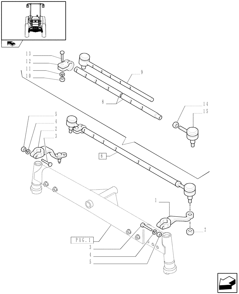 Схема запчастей Case IH FARMALL 65C - (1.41.0[03]) - 2WD FRONT AXLE - STEERING ROD (VAR.330581) (04) - FRONT AXLE & STEERING