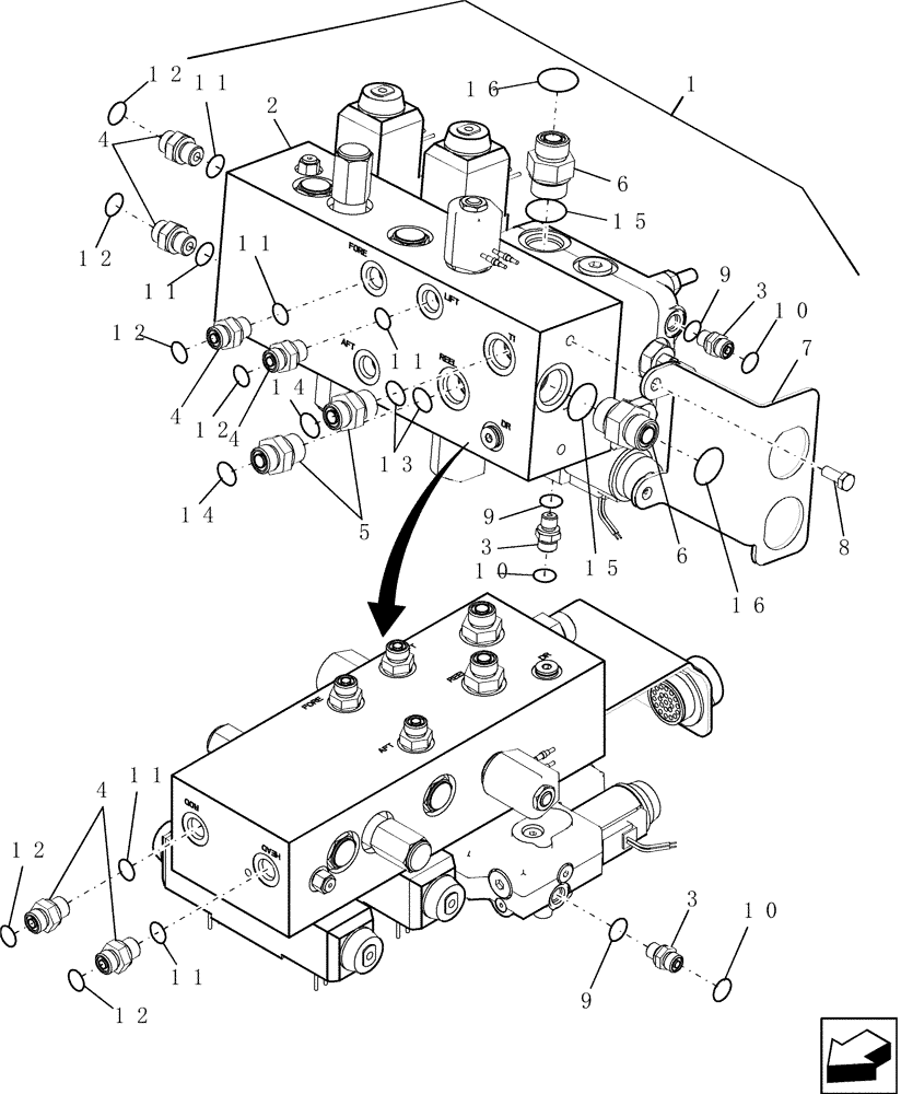 Схема запчастей Case IH 7010 - (35.480.02) - CONNECTORS, VALVE, FEEDER STACK - W/LATERAL TILT (35) - HYDRAULIC SYSTEMS