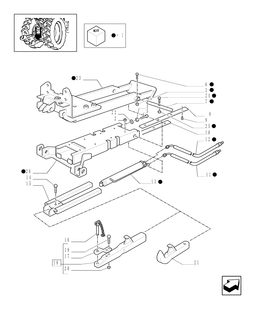 Схема запчастей Case IH MXU100 - (1.89.3/05[02]) - (VAR.556-559) APUH - HYDRAULIC PUSH BACK - W/SWING DRAWBAR FOR 2 RAMS FOR EDC - TOW HOOK (09) - IMPLEMENT LIFT