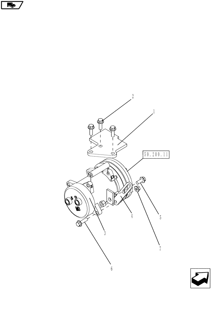 Схема запчастей Case IH MAGNUM 210 - (50.200.09) - AIR CONDITIONING, COMPRESSOR MOUNTING (50) - CAB CLIMATE CONTROL