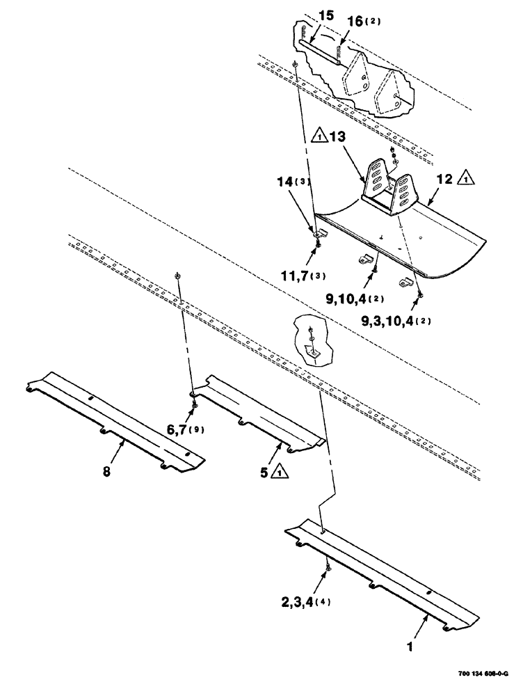 Схема запчастей Case IH 525 - (07-032) - SKID SHOE (CENTER) & WEAR PLATE ASSEMBLY (12 FOOT) (58) - ATTACHMENTS/HEADERS