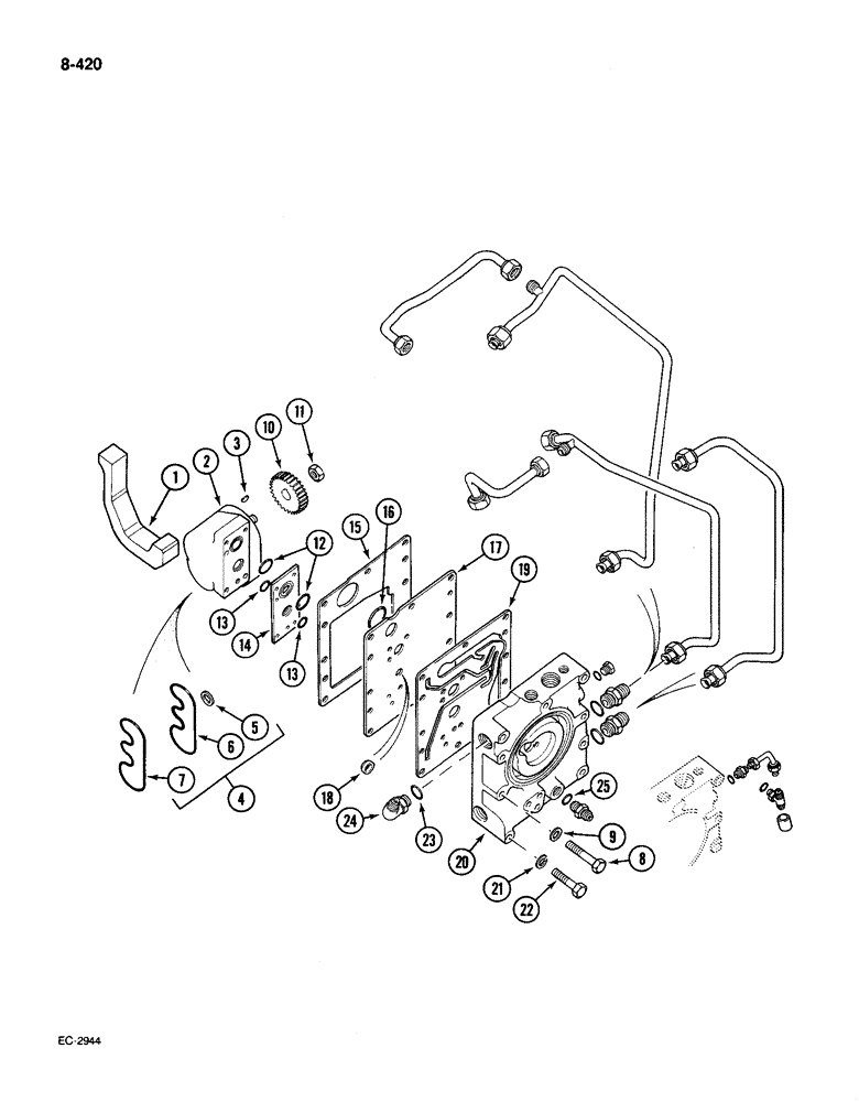 Схема запчастей Case IH 585 - (8-420) - HYDRAULIC POWER SUPPLY AND MULTI-CONTROL VALVE (08) - HYDRAULICS