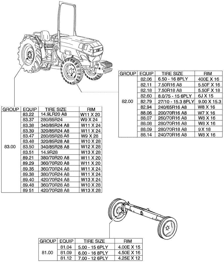 Схема запчастей Case IH FARMALL 75N - (SEC. 11) - WHEELS / TRACKS (00) - GENERAL