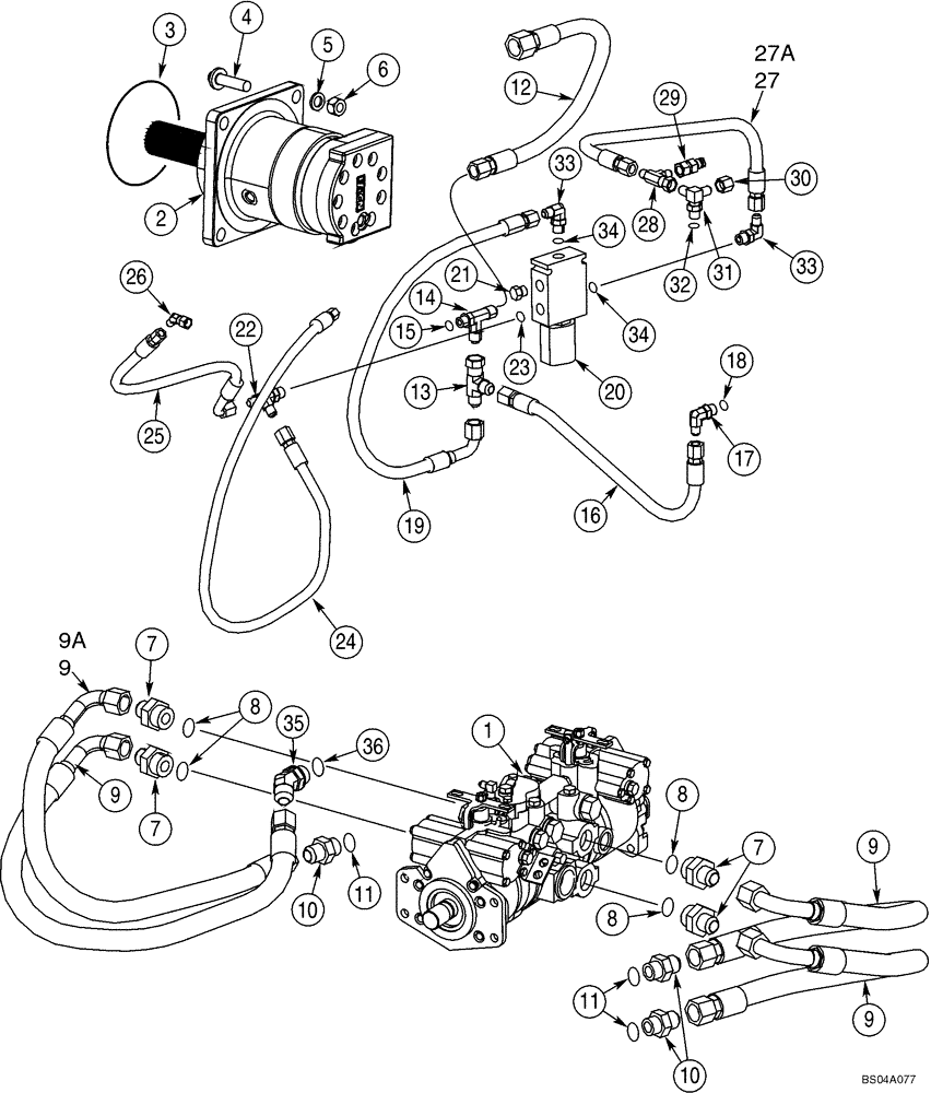 Схема запчастей Case IH 60XT - (06-03) - HYDROSTATICS - PUMP AND DRIVE MOTORS (NORTH AMERICA) (06) - POWER TRAIN