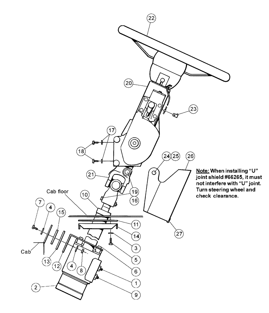 Схема запчастей Case IH PATRIOT WT - (01-003) - STEERING ASSEMBLY Cab Interior