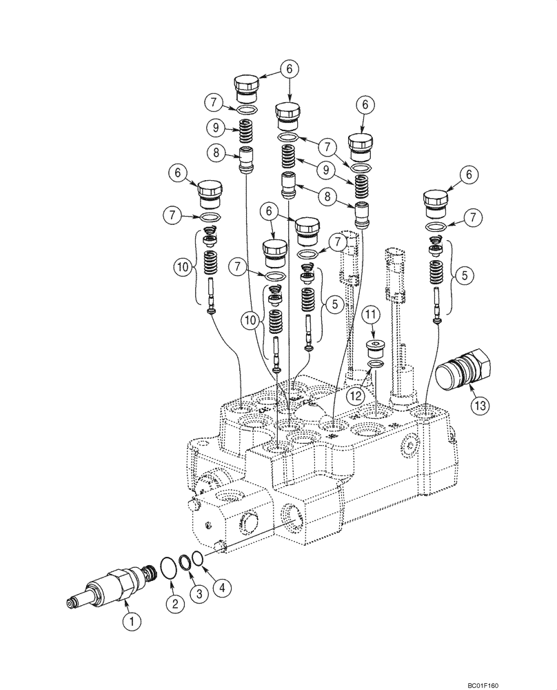 Схема запчастей Case IH 60XT - (08-13) - VALVE ASSY, CONTROL - LOADER (08) - HYDRAULICS