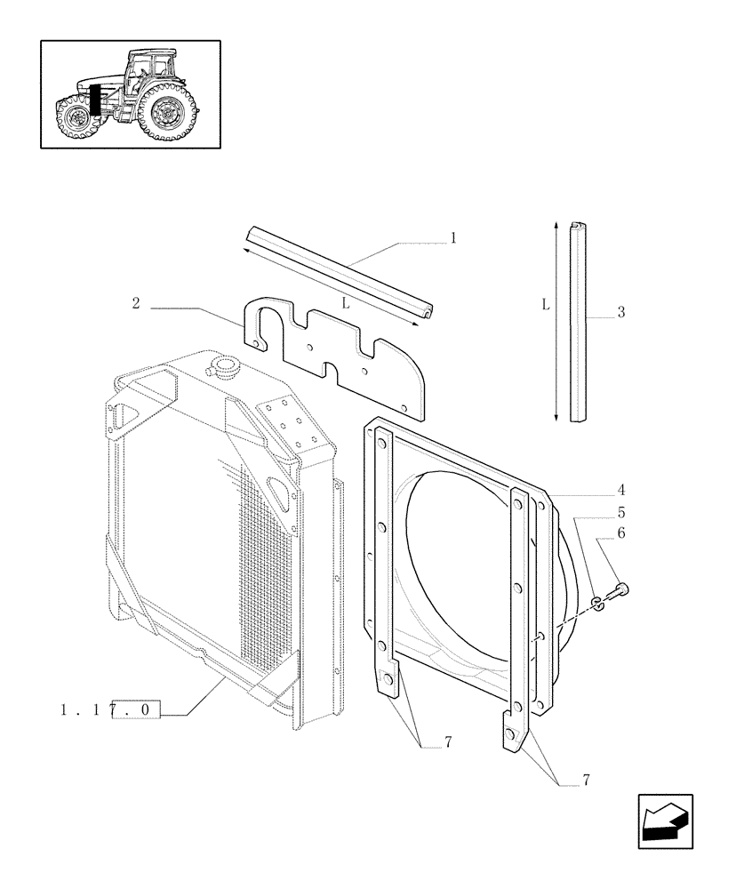 Схема запчастей Case IH JX80U - (1.17.5) - RADIATOR PROTECTIVE SEALS - CONVEYOR, GUARDS (02) - ENGINE EQUIPMENT