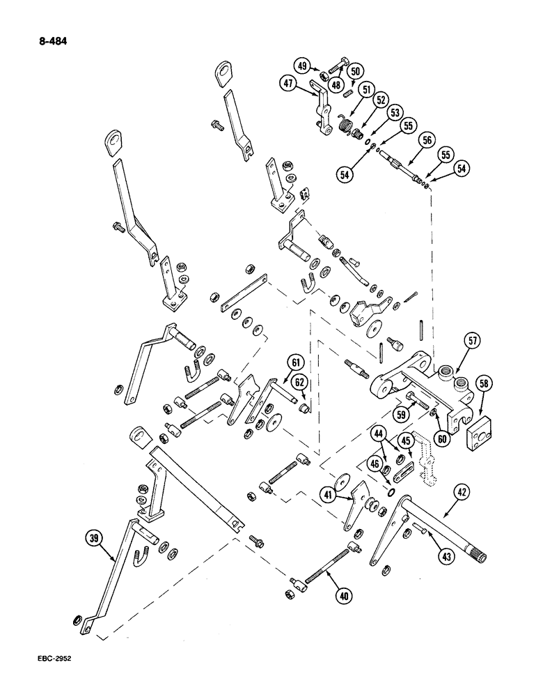 Схема запчастей Case IH 585 - (8-484) - DRAFT CONTROL LEVERS, WITH CAB, CONTD (08) - HYDRAULICS