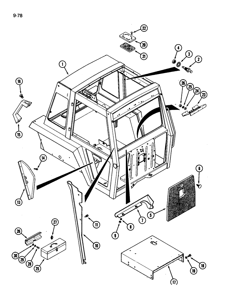 Схема запчастей Case IH 3394 - (9-078) - CAB, FRAME AND ATTACHING PARTS / TOOL BOX (09) - CHASSIS/ATTACHMENTS