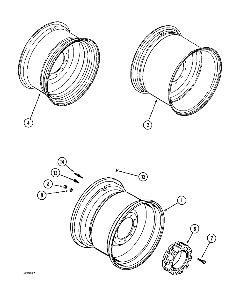 Схема запчастей Case IH 1644 - (6-44) - DRIVE WHEELS AND SPACERS (03) - POWER TRAIN