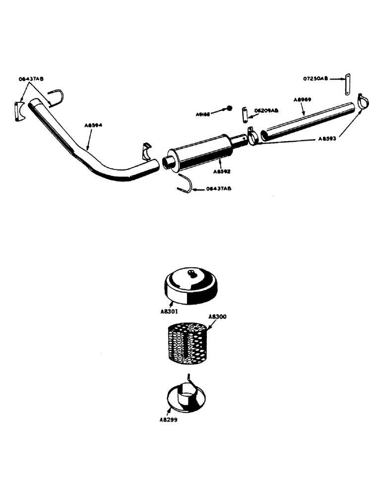 Схема запчастей Case IH 400-SERIES - (020) - POWRDYNE GAS ENGINE, MUFFLER FOR ORCHARD TRACTORS (02) - ENGINE