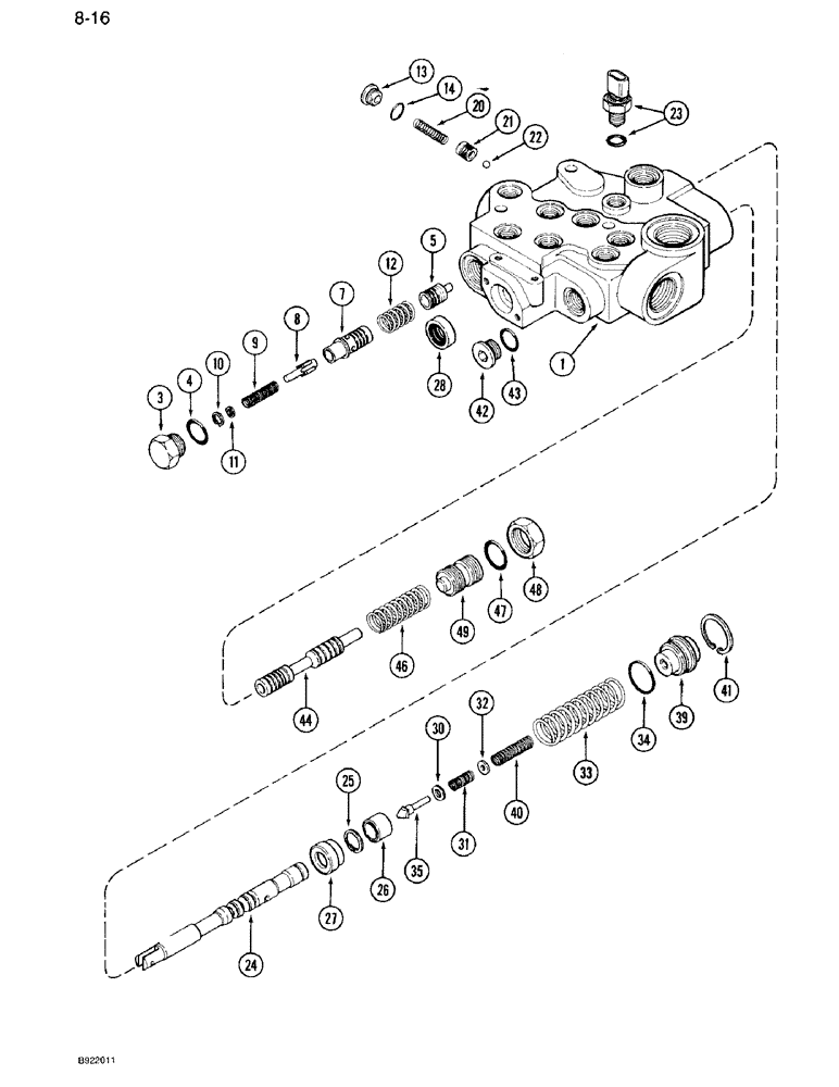 Схема запчастей Case IH 7110 - (8-16) - PTO VALVE ASSEMBLY, TRANSMISSION SERIAL NUMBER AJB0041225 THROUGH AJB0044914 (08) - HYDRAULICS