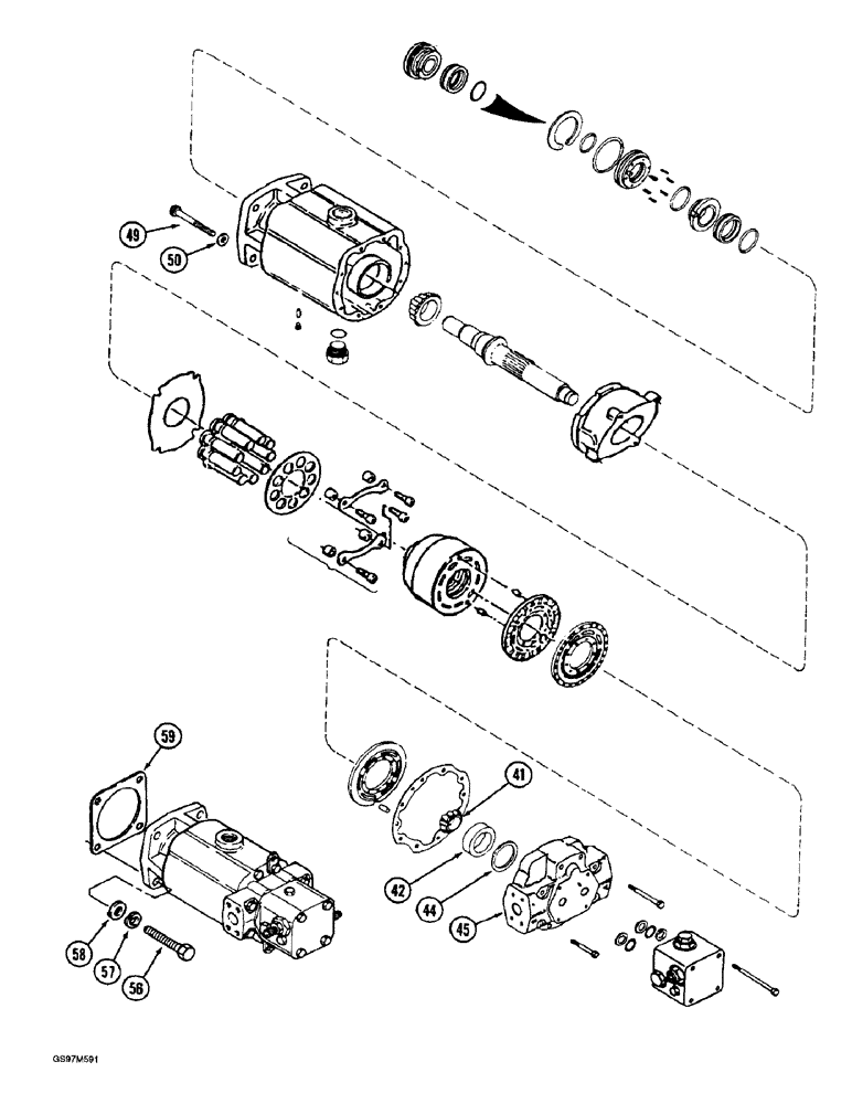 Схема запчастей Case IH 1660 - (6-40) - HYDROSTATIC MOTOR, SINGLE SPEED, PRIOR TO P.I.N. JJC0041567 (CONTD) (03) - POWER TRAIN