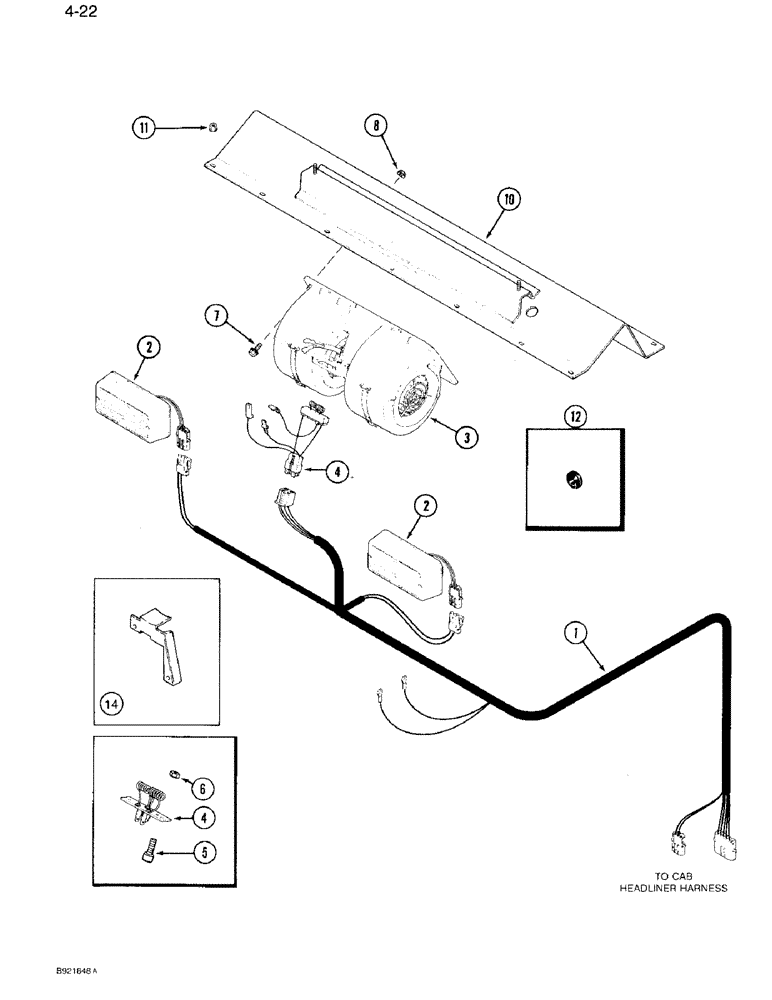 Схема запчастей Case IH 7110 - (4-22) - CAB HEADLINER REAR HARNESS (04) - ELECTRICAL SYSTEMS