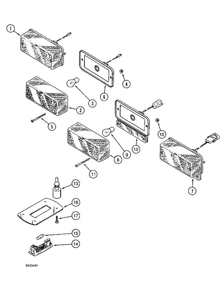 Схема запчастей Case IH 1644 - (4-30) - WARNING LAMP FRONT AND REAR, STOP AND TAIL LAMP, DOME LAMP (06) - ELECTRICAL