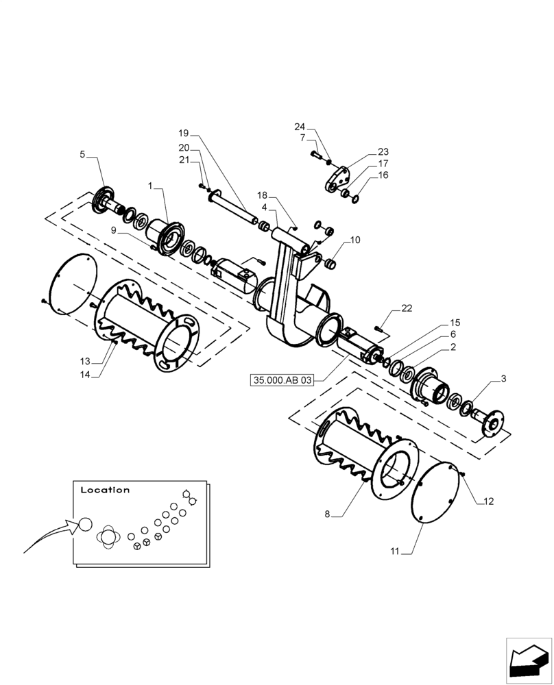 Схема запчастей Case IH A8800 - (60.360.AA[02]) - POWER KNOCKDOWN ROLLER (ADJUSTABLE) (60) - PRODUCT FEEDING