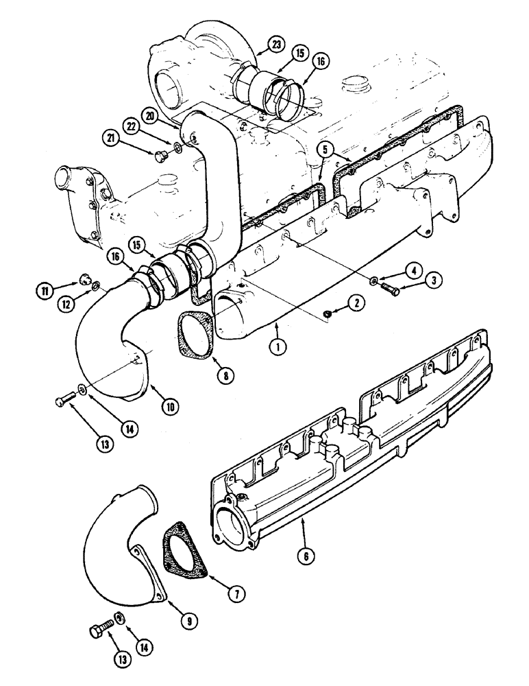 Схема запчастей Case IH 4890 - (2-14) - INTAKE MANIFOLD, 674 CUBIC INCH DIESEL ENGINE (02) - ENGINE