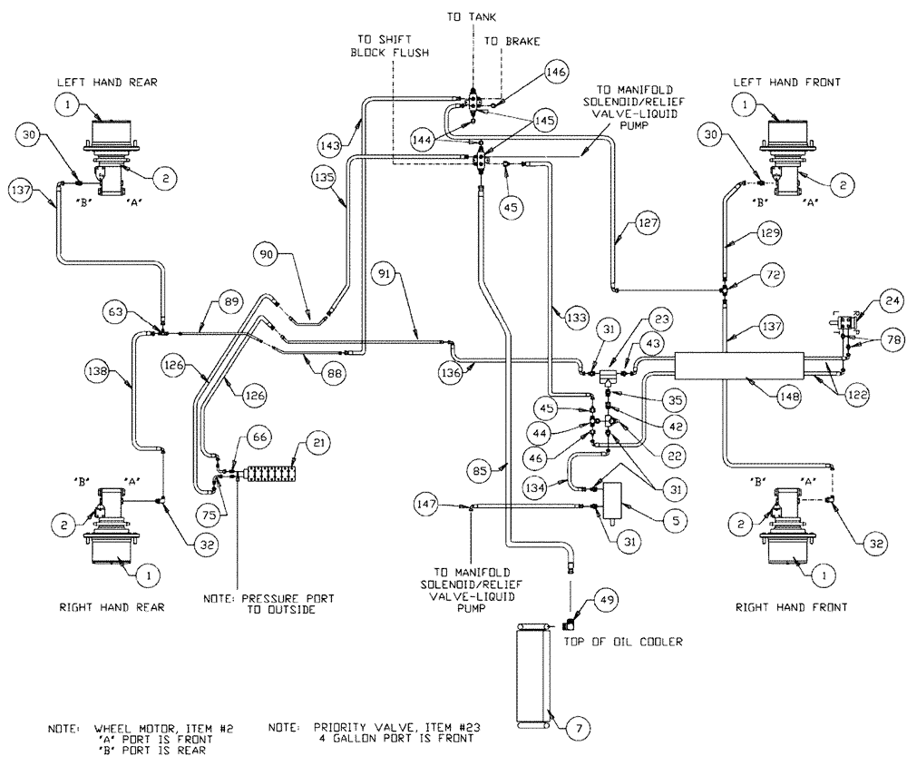 Схема запчастей Case IH 3150 - (06-001) - BASIC UNIT Hydraulic Plumbing