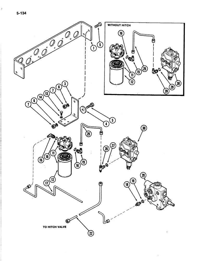 Схема запчастей Case IH 4894 - (5-134) - REAR STEERING FILTER SYSTEM (05) - STEERING