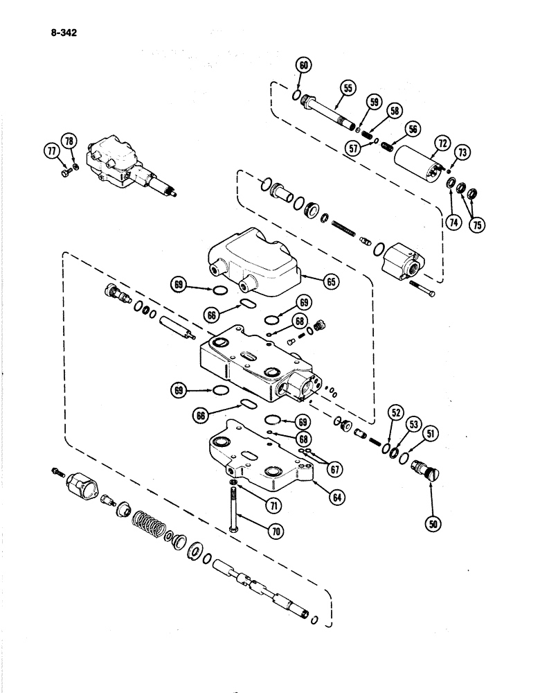 Схема запчастей Case IH 4894 - (8-342) - HITCH VALVE ASSEMBLY PRIOR TO P.I.N. 8865502 (08) - HYDRAULICS