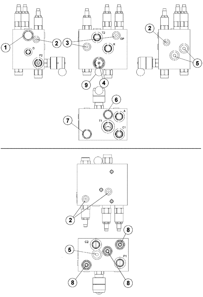 Схема запчастей Case IH 2062 - (09-38) - COMBINE ADAPTER CONTROL VALVE ASSEMBLY (03) - CHASSIS/MOUNTED EQUIPMENT