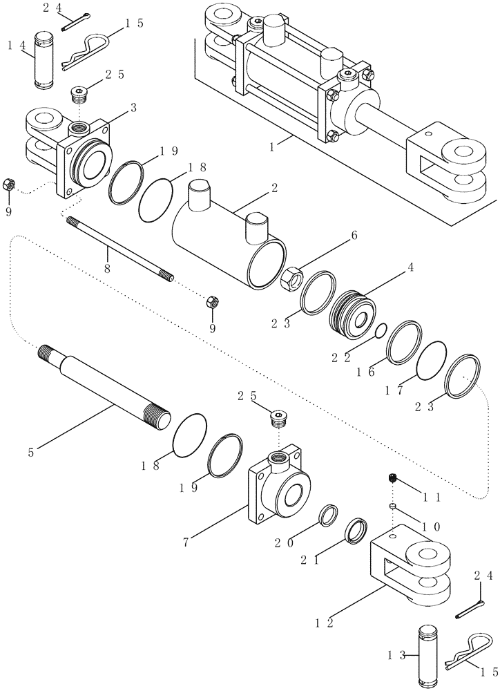 Схема запчастей Case IH 2388 - (08-33) - CYLINDER ASSY - FIELD TRACKER, TILT (07) - HYDRAULICS