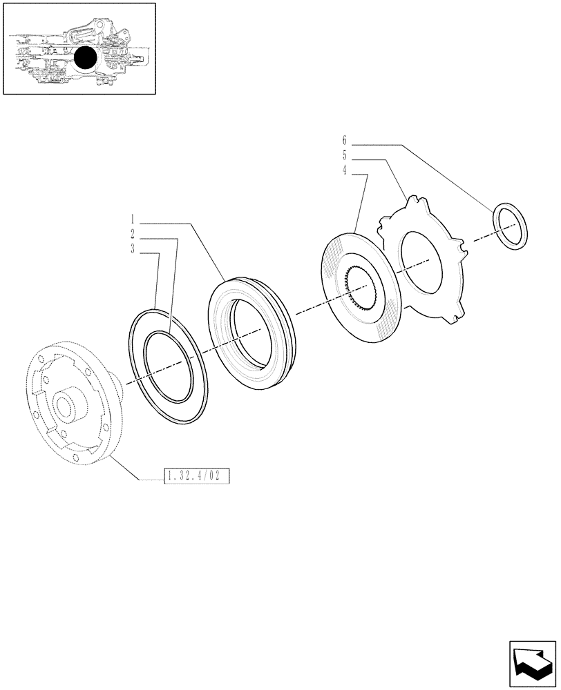 Схема запчастей Case IH MAXXUM 110 - (1.32.6/01) - HYDRAULIC DIFFERENTIAL LOCK (03) - TRANSMISSION