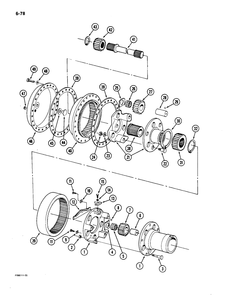 Схема запчастей Case IH 9150 - (6-078) - AXLE ASSEMBLY, WHEEL HUB PLANETARY, K598.85/95 SERIES (06) - POWER TRAIN