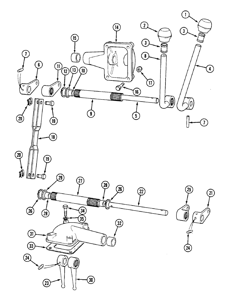 Схема запчастей Case IH 1594 - (6-166) - RANGE SHIFT LEVERS - SYNCHROMESH, TRACTORS WITH CAB (06) - POWER TRAIN