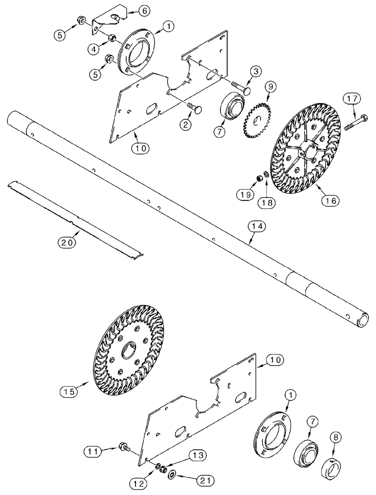 Схема запчастей Case IH 2388 - (09C-05) - CLEANING FAN - SHAFT AND SUPPORTS (15) - BEATER & CLEANING FANS