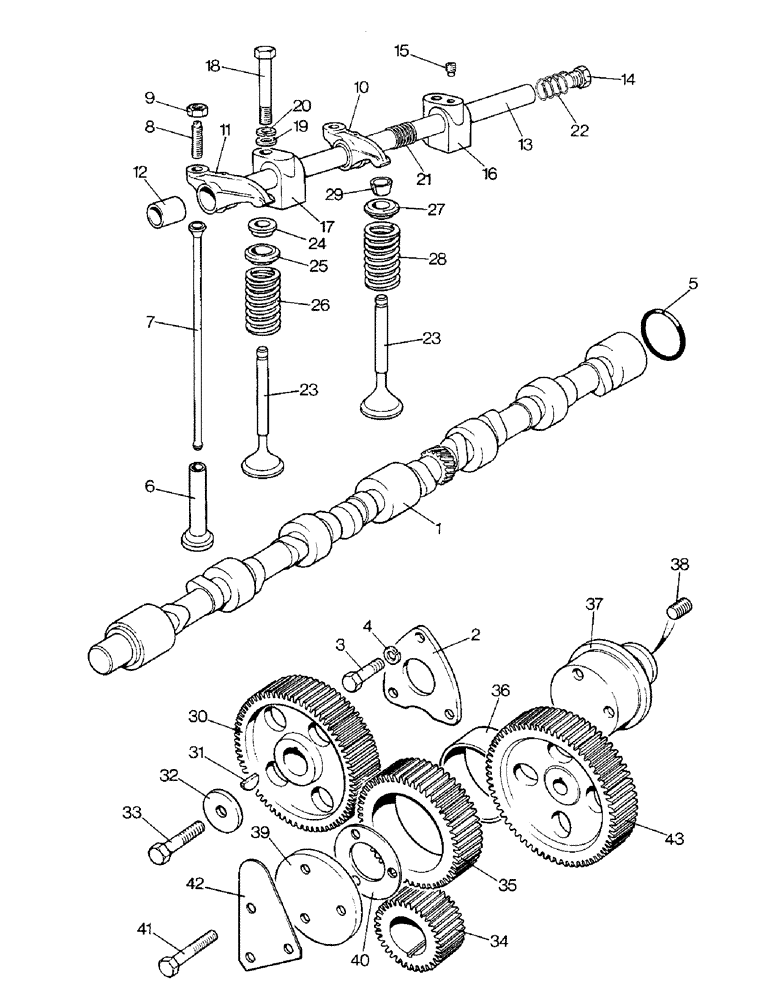 Схема запчастей Case IH 1690 - (A04-1) - VALVE MECHANISM AND TIMING GEARS (01) - ENGINE