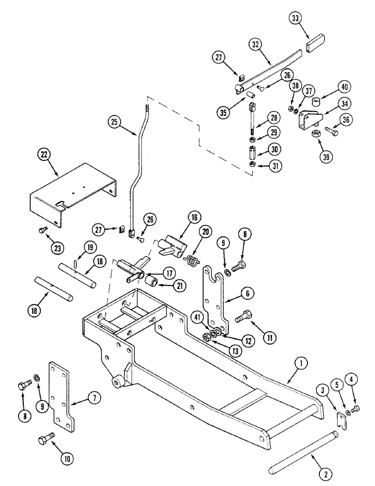 Схема запчастей Case IH 1494 - (9-380) - COMBINED DRAWBAR AND PICK-UP HITCH, SUPPORT BRACKET AND FRAME, NOT NORTH AMERICA (09) - CHASSIS/ATTACHMENTS