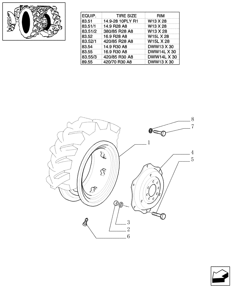 Схема запчастей Case IH JX80 - (83.00[03]) - DRIVE WHEELS (11) - WHEELS/TRACKS