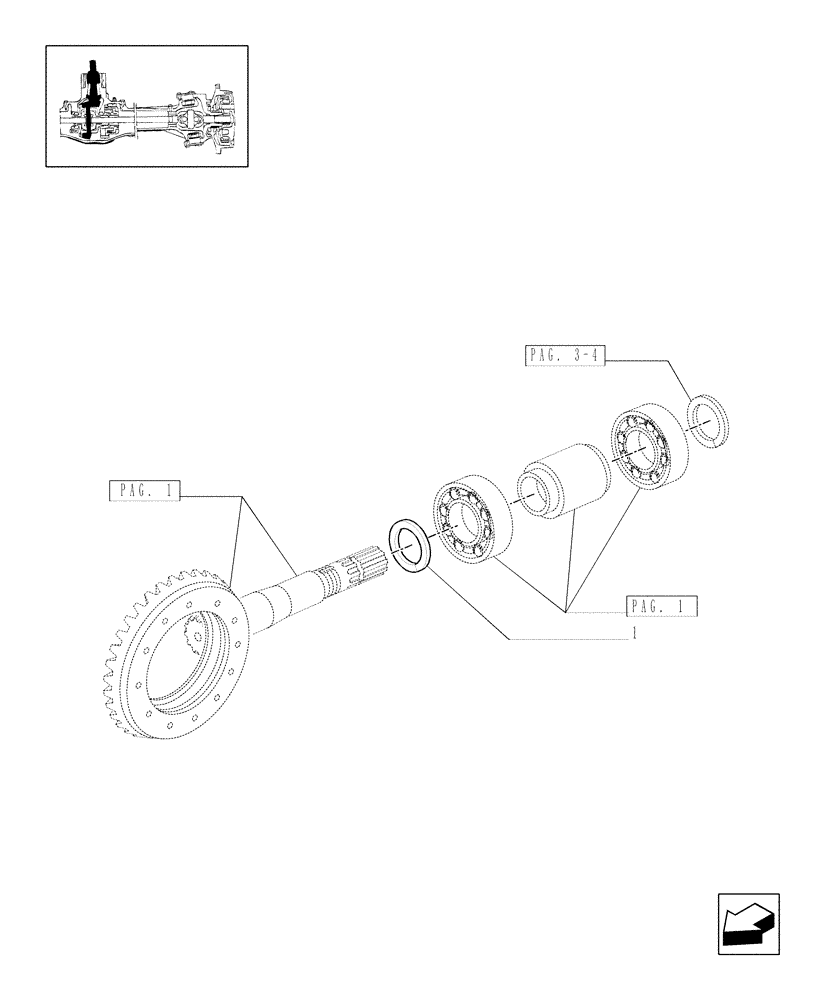 Схема запчастей Case IH JX1085C - (1.40.0/06[02]) - 4WD FRONT AXLE - BEVEL GEAR/PINION SET (04) - FRONT AXLE & STEERING