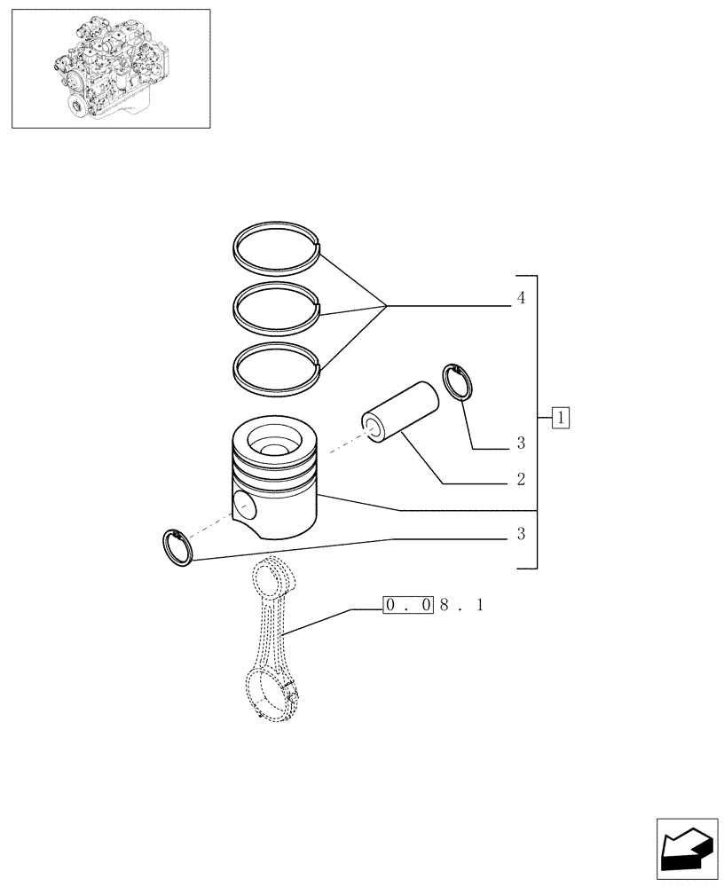 Схема запчастей Case IH PX140 - (0.08.2[01]) - PISTON - ENGINE (504062644) (02) - ENGINE