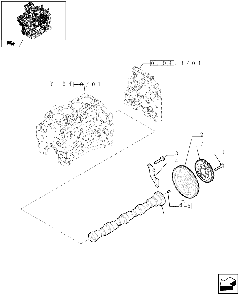 Схема запчастей Case IH FARMALL 95N - (0.12.0/01) - CAMSHAFT - TIMING CONTROL (01) - ENGINE