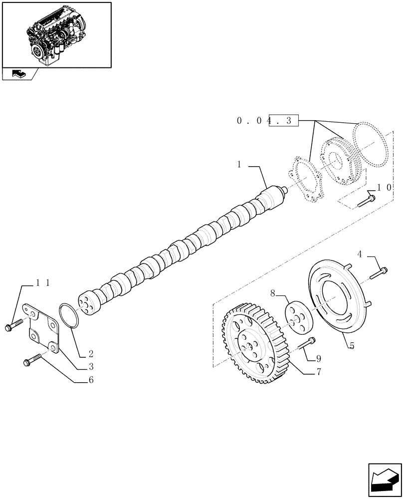 Схема запчастей Case IH F3CE0684E E004 - (0.12.5) - CAMSHAFT (504053624) 