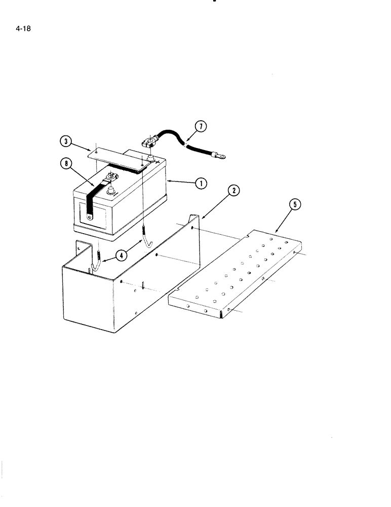 Схема запчастей Case IH 5000 - (4-18) - BATTERY AND BATTERY MOUNTING (04) - ELECTRICAL SYSTEMS