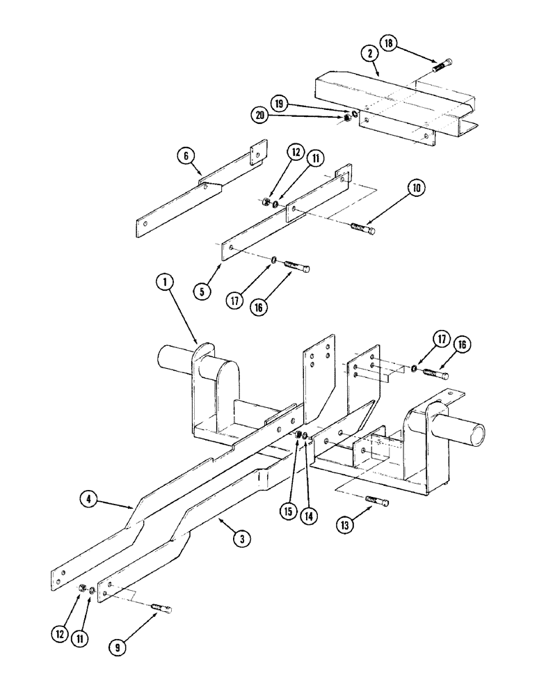 Схема запчастей Case IH 5QA - (9-08) - MOUNTING SUPPORTS AND RAILS, 5QA LOADER (09) - CHASSIS/ATTACHMENTS