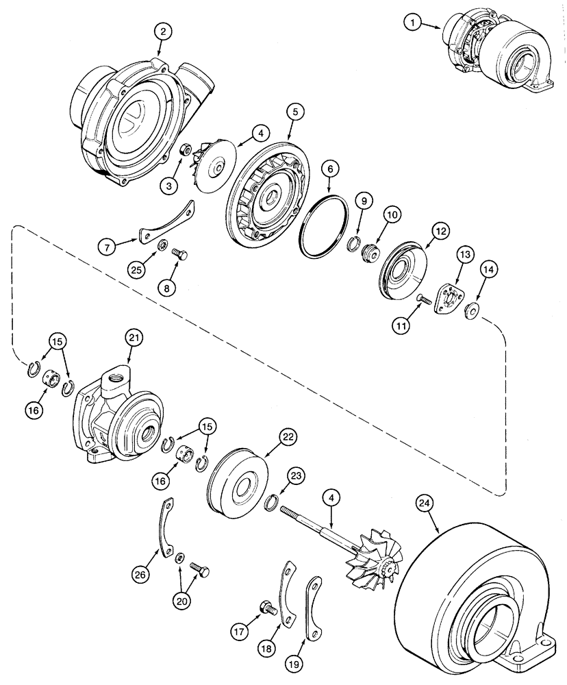 Схема запчастей Case IH 5250 - (2-040) - TURBOCHARGER, 6T-590 ENGINE, 5140/5240 AND 5250 TRACTORS (02) - ENGINE