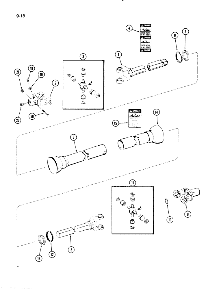 Схема запчастей Case IH 72RS - (9-018) - PTO DRIVE SHAFT, 72RS MOWER (03) - CHASSIS/MOUNTED EQUIPMENT