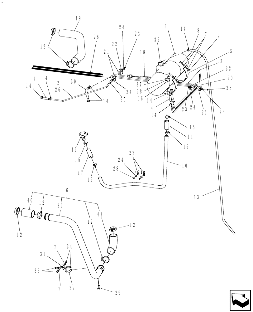 Схема запчастей Case IH 9010 - (10.406.03[03]) - COOLANT LINES - PRIOR TO PIN HAJ203160 - 7010 (10) - ENGINE