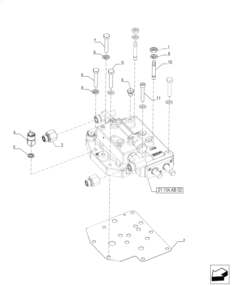 Схема запчастей Case IH FARMALL 140A - (21.134.AB[01]) - POWERSHUTTLE, VALVE (21) - TRANSMISSION