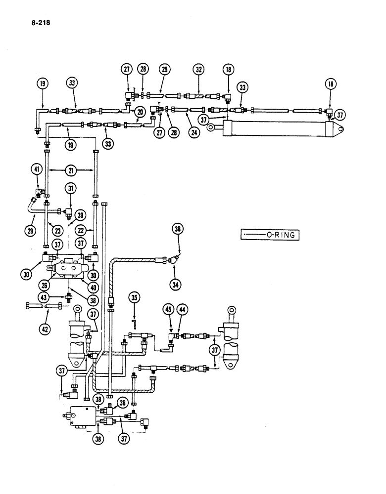 Схема запчастей Case IH 782 - (8-218) - HYDRAULIC BASKET CONTROL, LIFT CYLINDER, DISTRIBUTOR CYLINDER AND CONNECTIONS (07) - HYDRAULICS