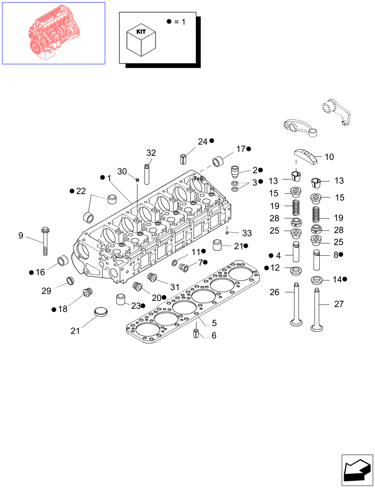 Схема запчастей Case IH STEIGER 485 - (02-34) - CYLINDER HEAD & RELATED PARTS, STEIGER 385 / 435 & 485 (02) - ENGINE