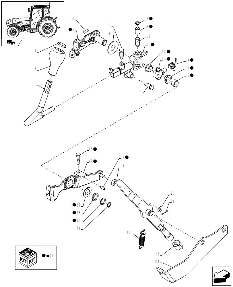 Схема запчастей Case IH FARMALL 105V - (1.65.5/02) - PARKING LOCK (FOR HI-LO 44+16 FOR CREEPER) (VAR.333286 / 743968) (05) - REAR AXLE