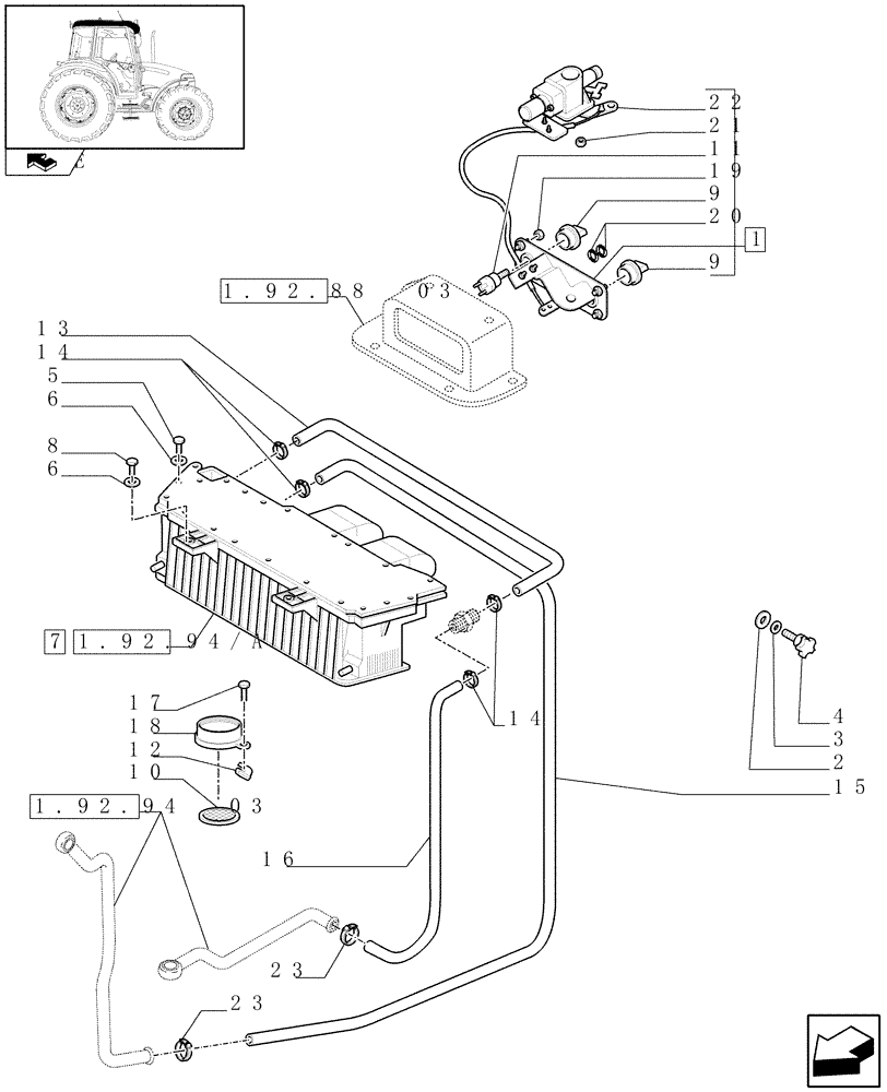 Схема запчастей Case IH FARMALL 70 - (1.92.94[05]) - CAB - HEATING SYSTEM - C6060 (10) - OPERATORS PLATFORM/CAB