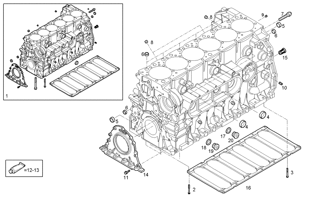 Схема запчастей Case IH F2CE9684M E006 - (0401.013) - CRANKCASE 