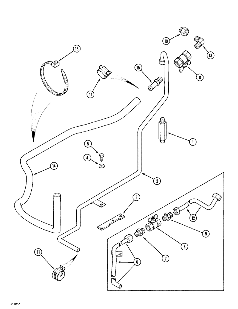 Схема запчастей Case IH 5150 - (2-030) - HEATER HOSES (02) - ENGINE